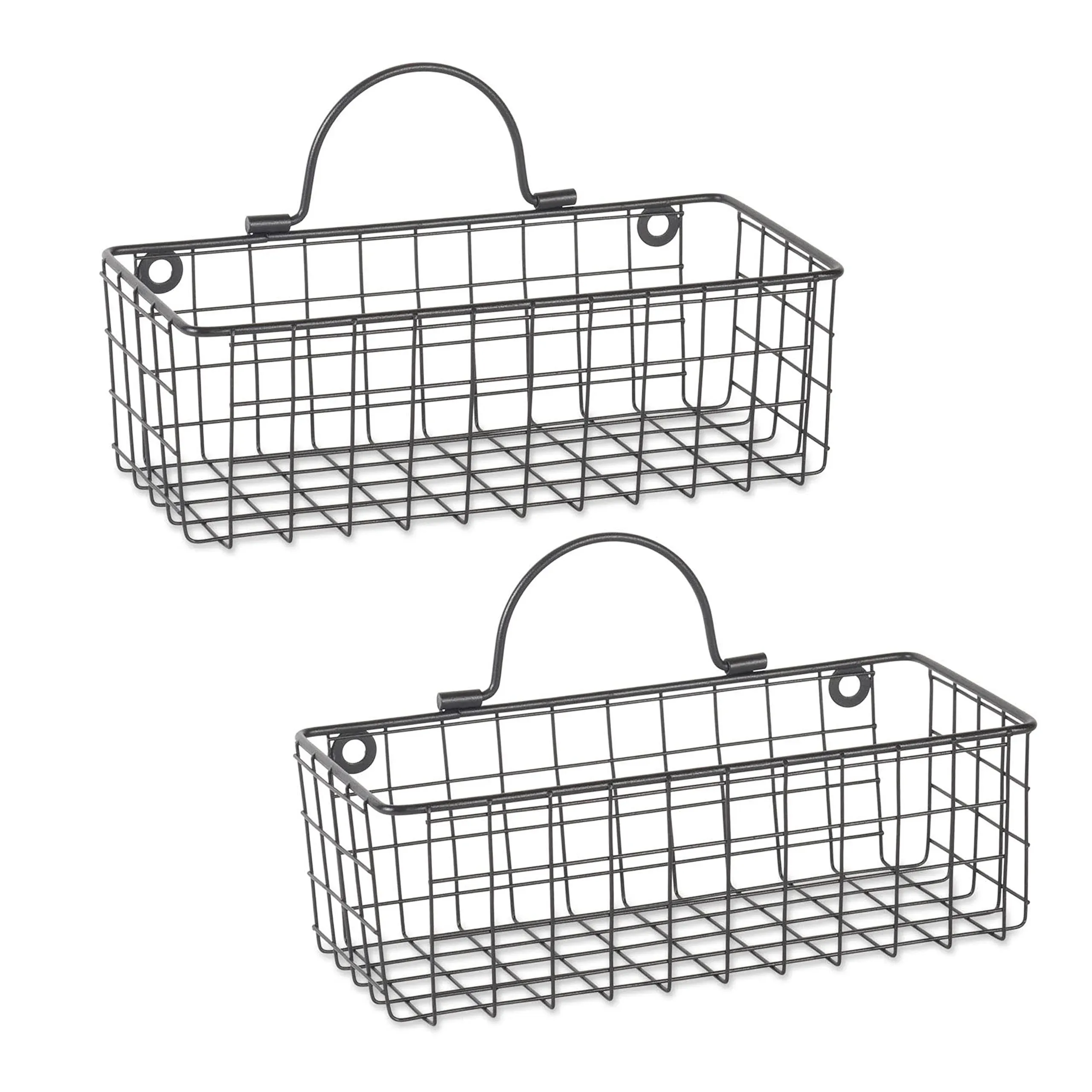 DII Wire Wall Basket Small Grey (Set of 2), Black