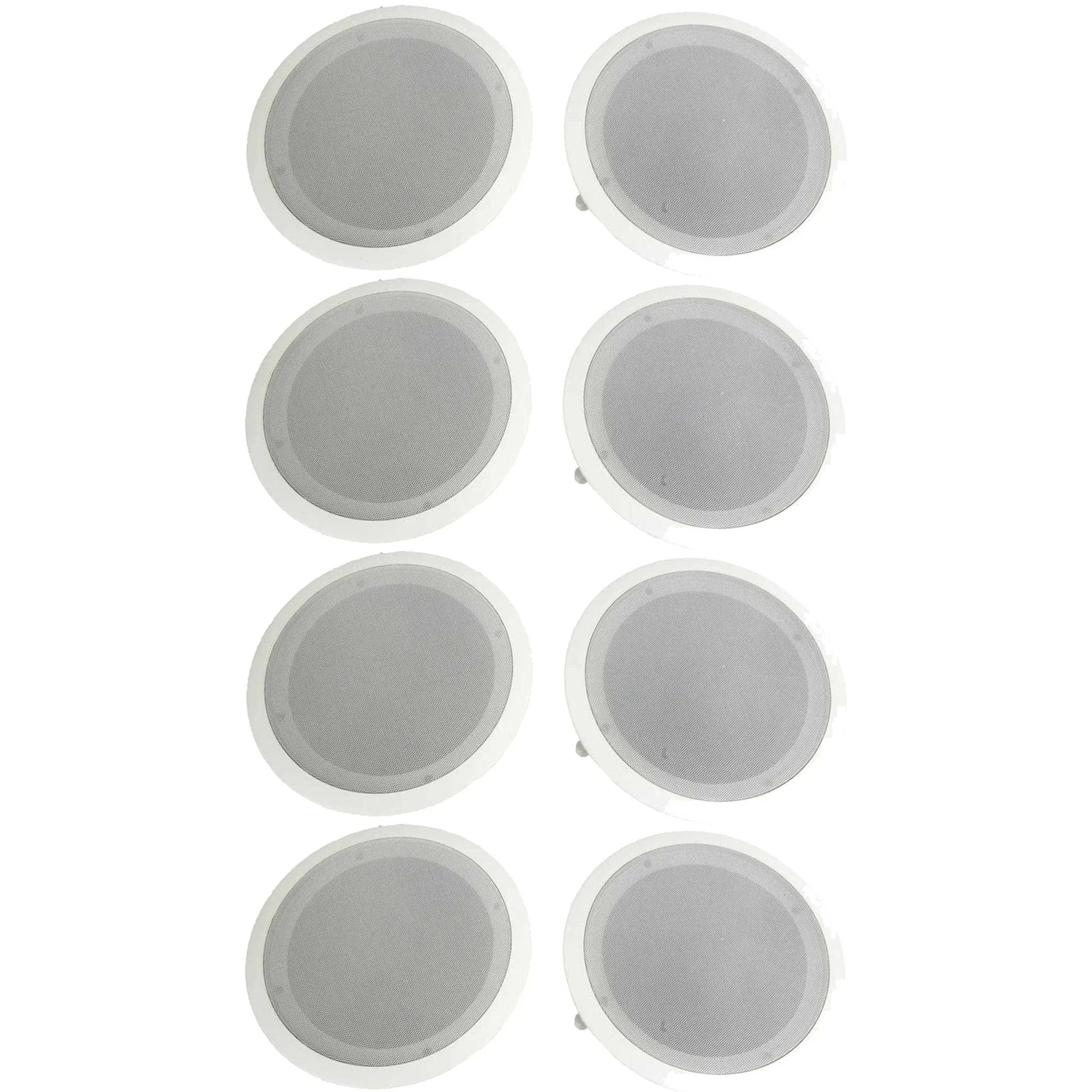 Pyle PDIC Series 8" 250W Round Flush Mount Wall and Ceiling Speakers, (8 Pack)