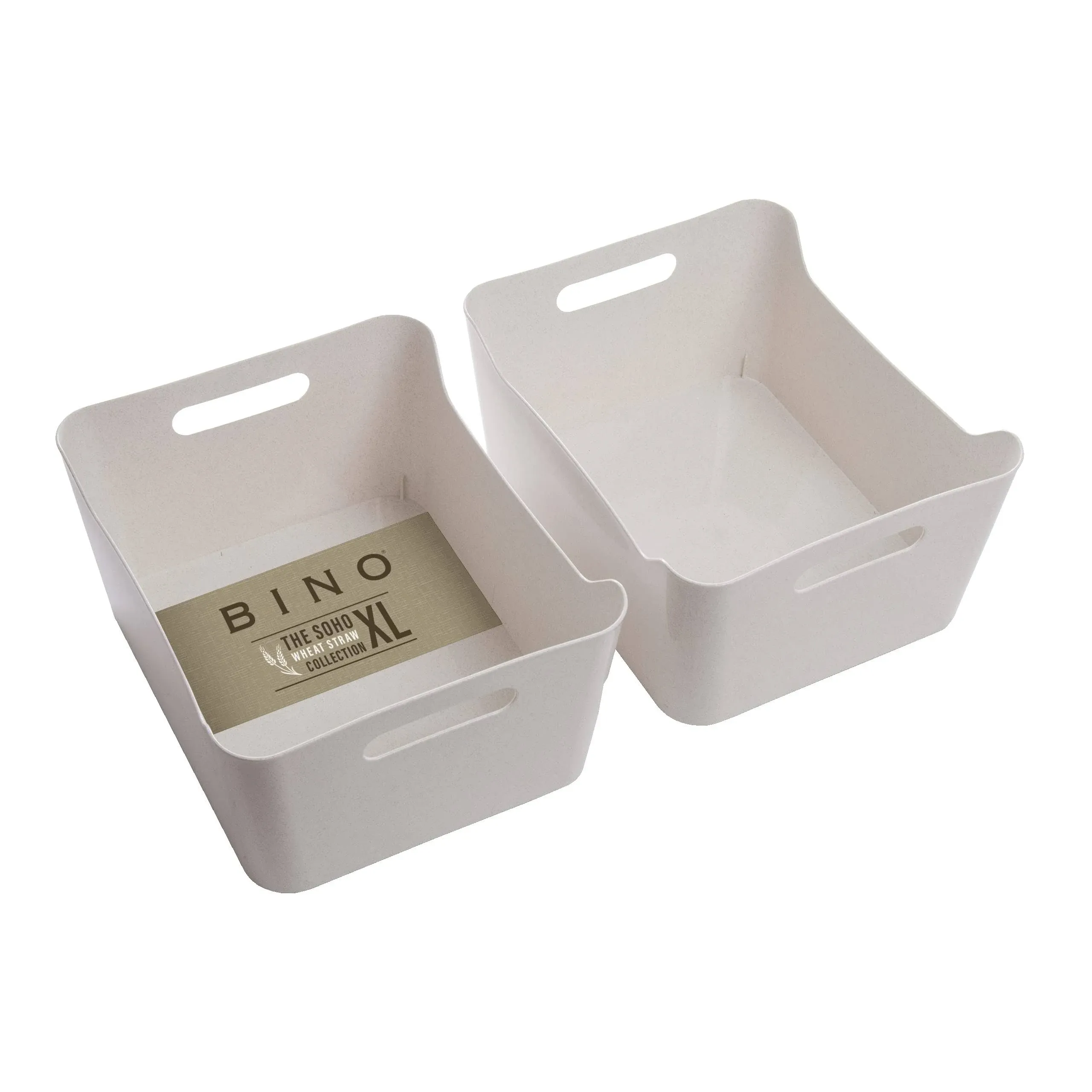 | Plastic Storage Bins, X-Large - 2 Pack, Beige | THE SOHO COLLECTION | Pantr...