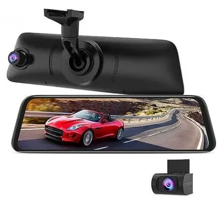 AUTO-VOX Mirror Dash Cam Rear View Backup Camera 9.35&#039;&#039; Touch Screen HD Recorder