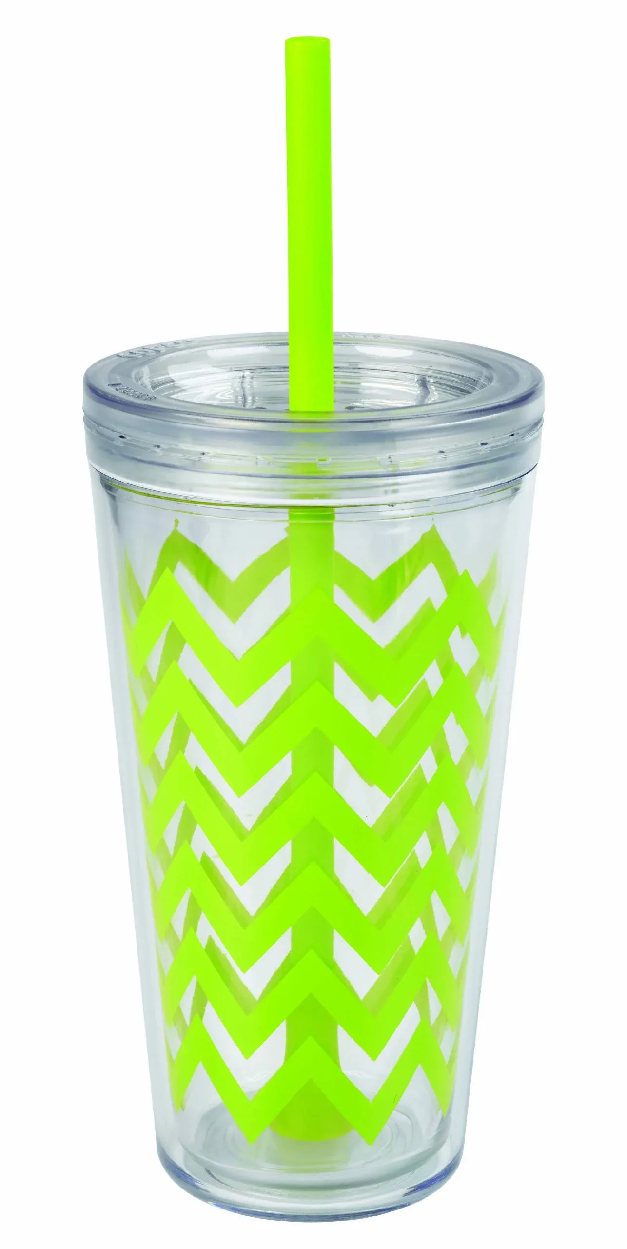 Copco Minimus Double Wall Insulated Tumbler with Removable Straw, 24-Ounce, Chevron Lime Green