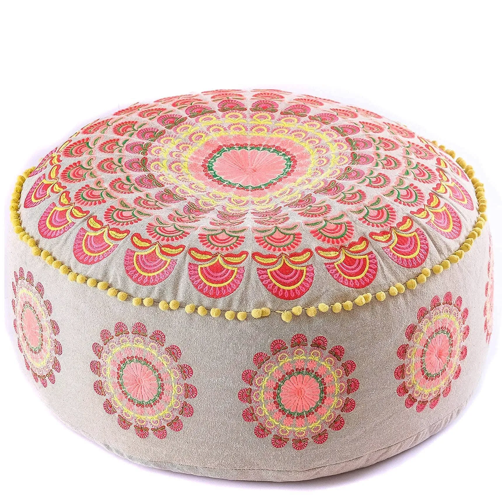 Yoga Décor Floor Cushion Cover Red Moroccan Seating Area Boho Floor Pillow Accent Your Living Room, Bedroom, Nursary or Kids Room Bedroom Décor Pouf Ottoman Stool Footstool Cotton 24x8 Unstuffed