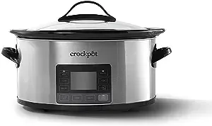 Crock-Pot MyTime Technology 6 Quart Programmable Slow Cooker and Food Warmer with Digital Timer, Stainless Steel (2137020)