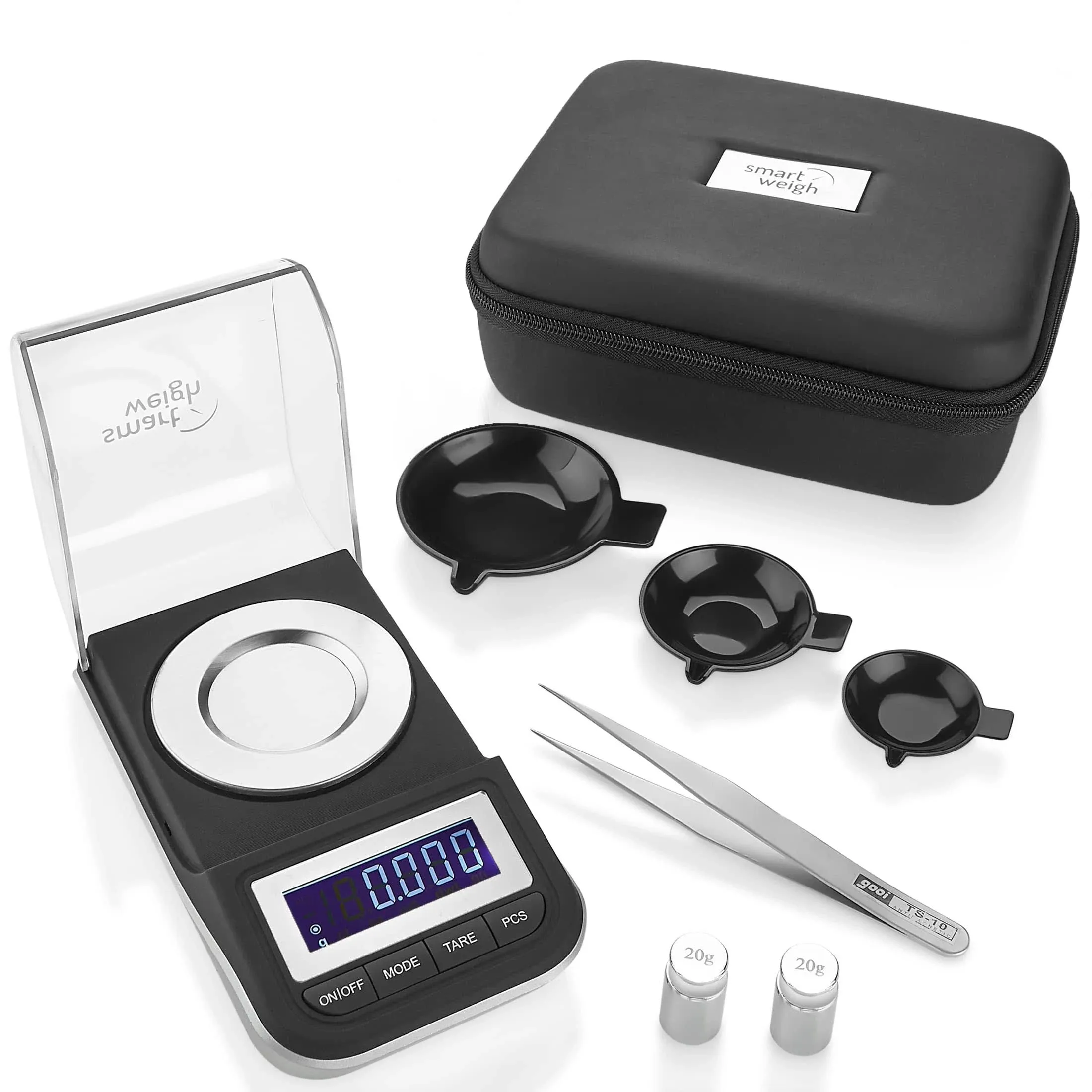 Smart Weigh Premium High Precision Digital Milligram Scale with Case, Tweezers ...