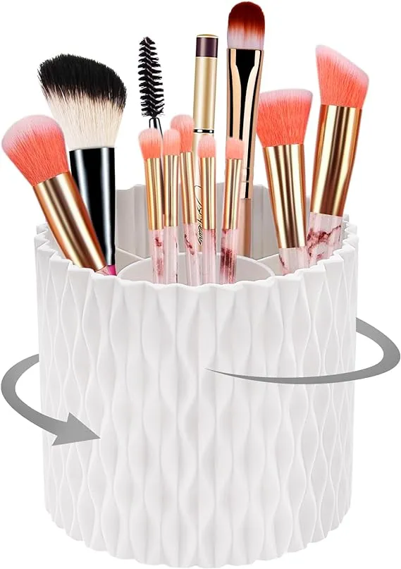 Bailinna Makeup Brush Holder 360° Rotating Organizer 5 Slot Cosmetic Storage ...