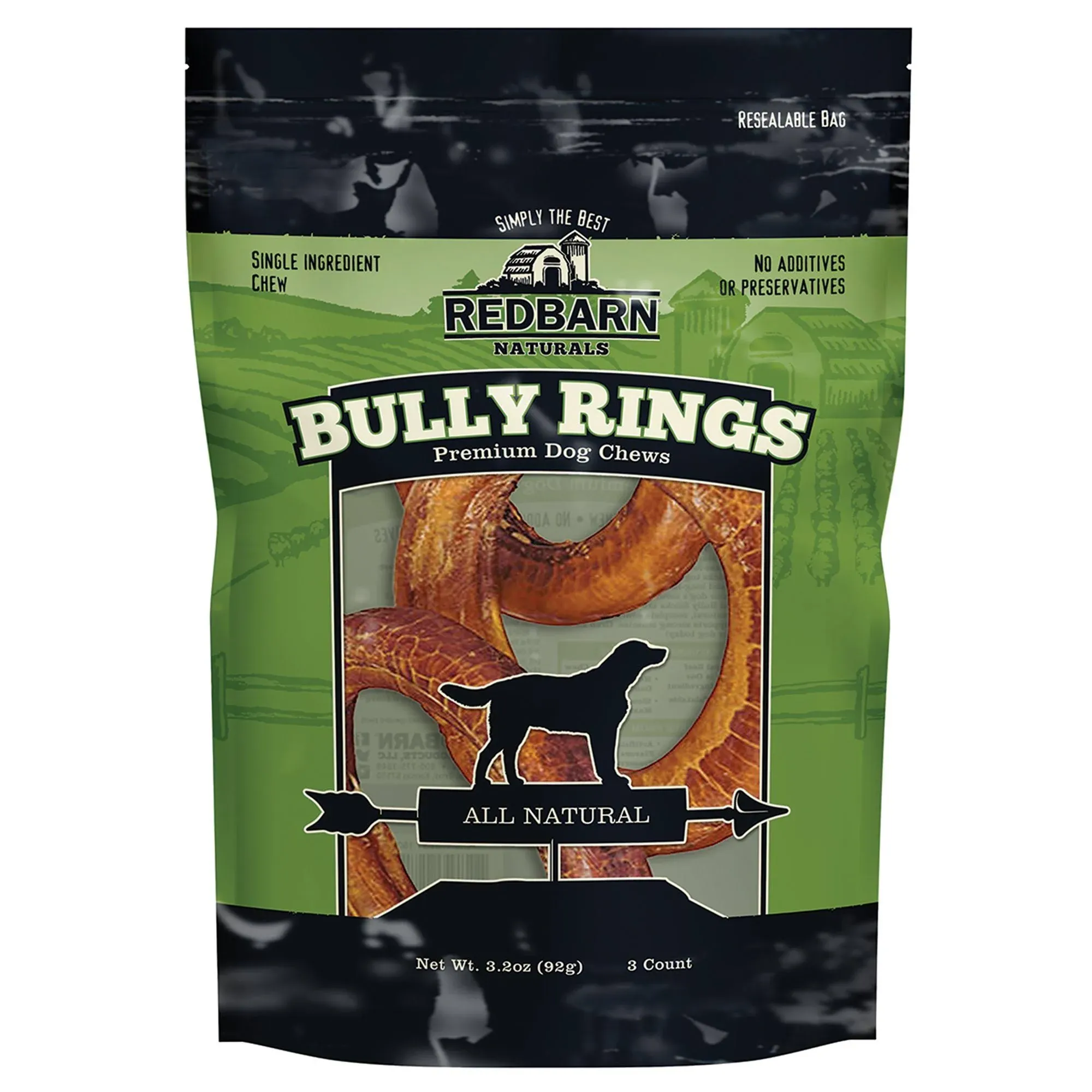 Redbarn All-Natural 4" Bully Stick Rings для собак - Премиум-класса, без зерна и сыромятной кожи, однокомпонентное лакомство для зубов длительного действия со слабым запахом для жевательных собак - 3 шт.