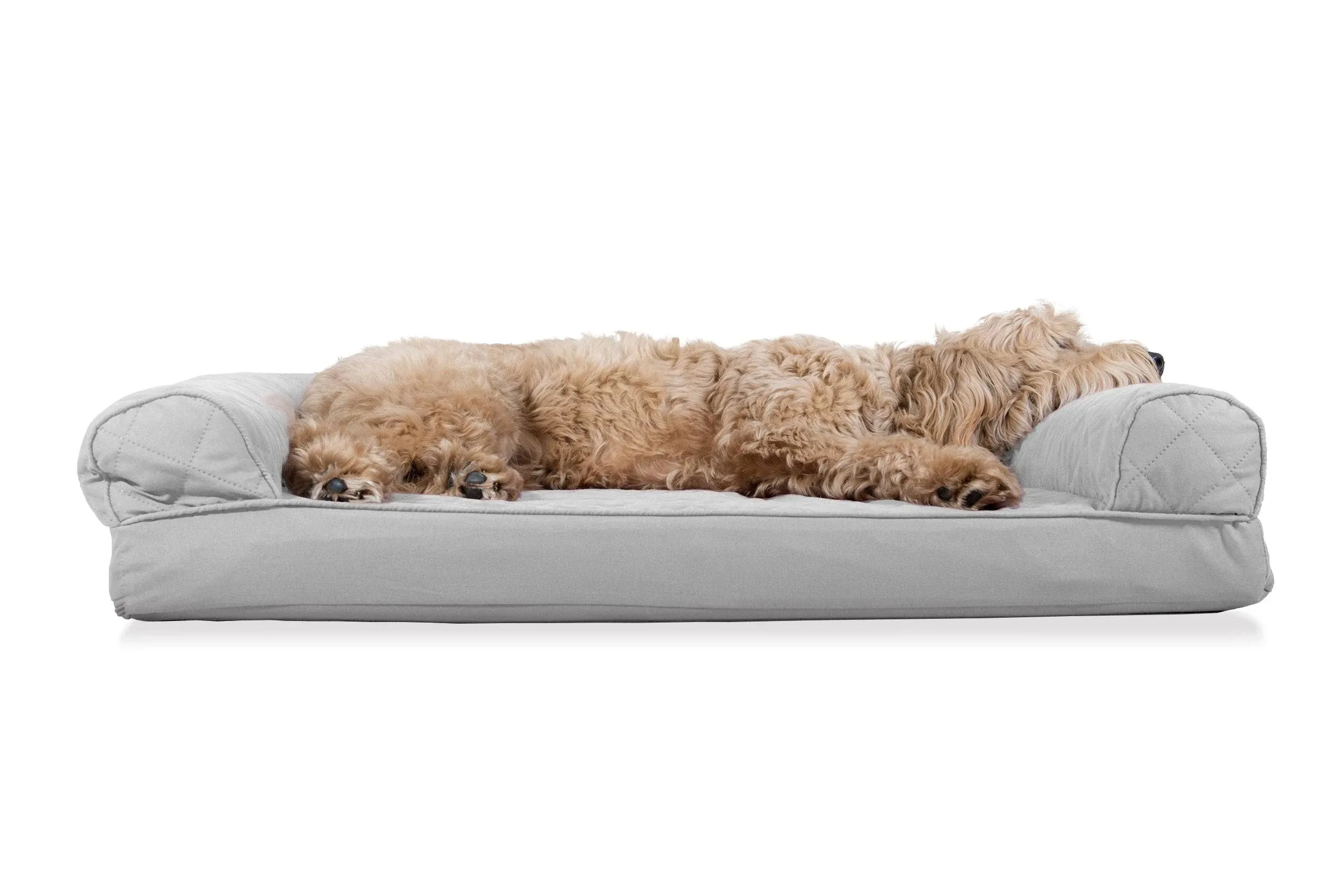 Furhaven Orthopedic Quilted Sofa Pet Dog Bed, Large, Silver Gray