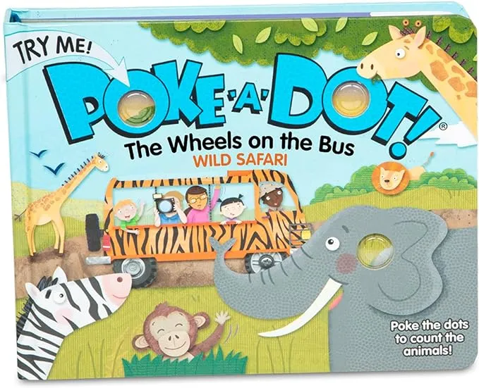 Melissa & Doug Children's Book - Poke-A-Dot: The Wheels on the Bus Wild Safari (Board Book with Buttons to Pop)