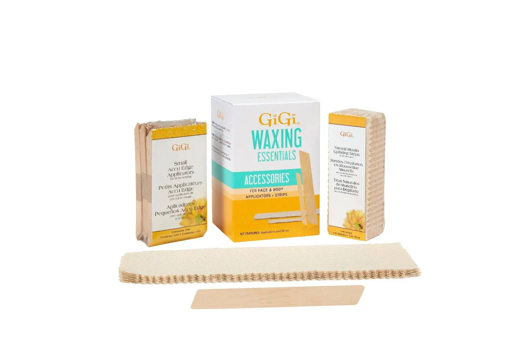 GiGi Waxing Essentials Accessories for face and body, Applicators &amp; Strips 