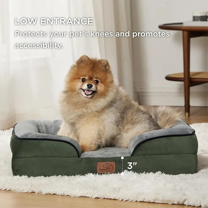 Bedsure Small Orthopedic Dog Bed - Washable Bolster Dog Sofa Beds for Small Dogs, Supportive Foam Pet Couch Bed with Removable Washable Cover, Waterpr