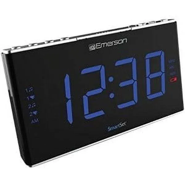 NEW! Emerson Smart Set Jumbo Display Dual Alarm Clock Radio USB Charger ER100105