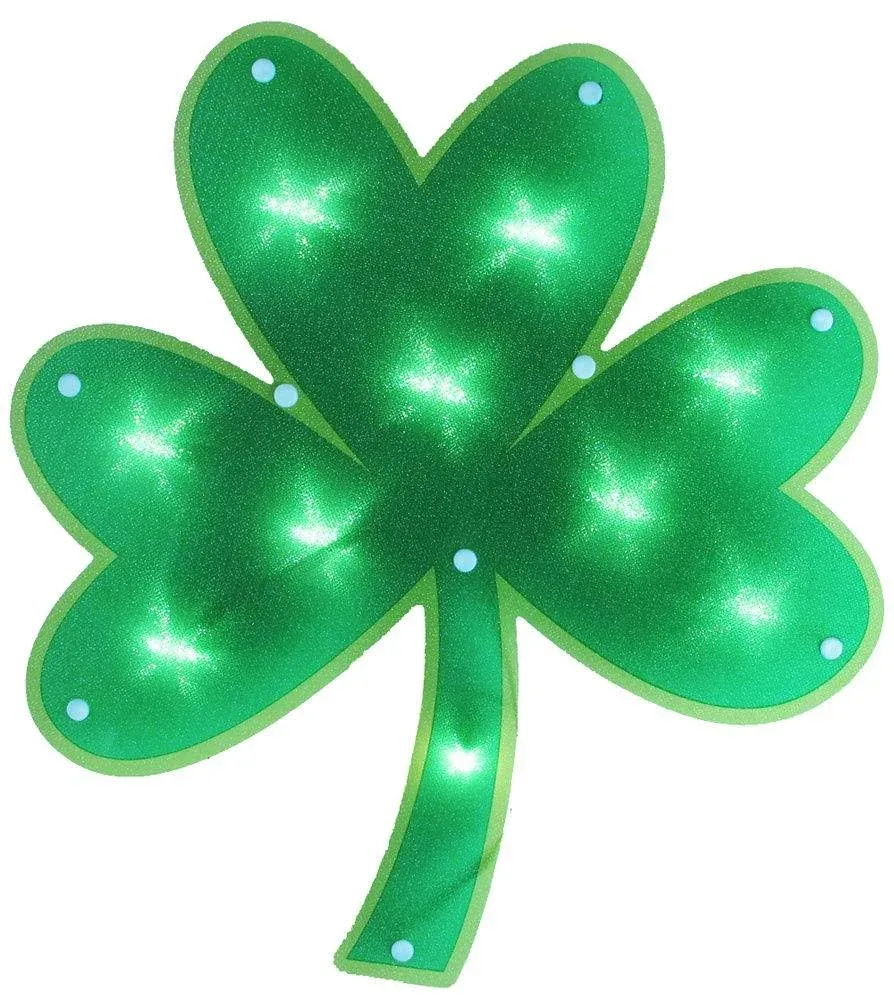 Shamrock Lighted Window Decoration Indoor Outdoor Use 14” x 12.5”