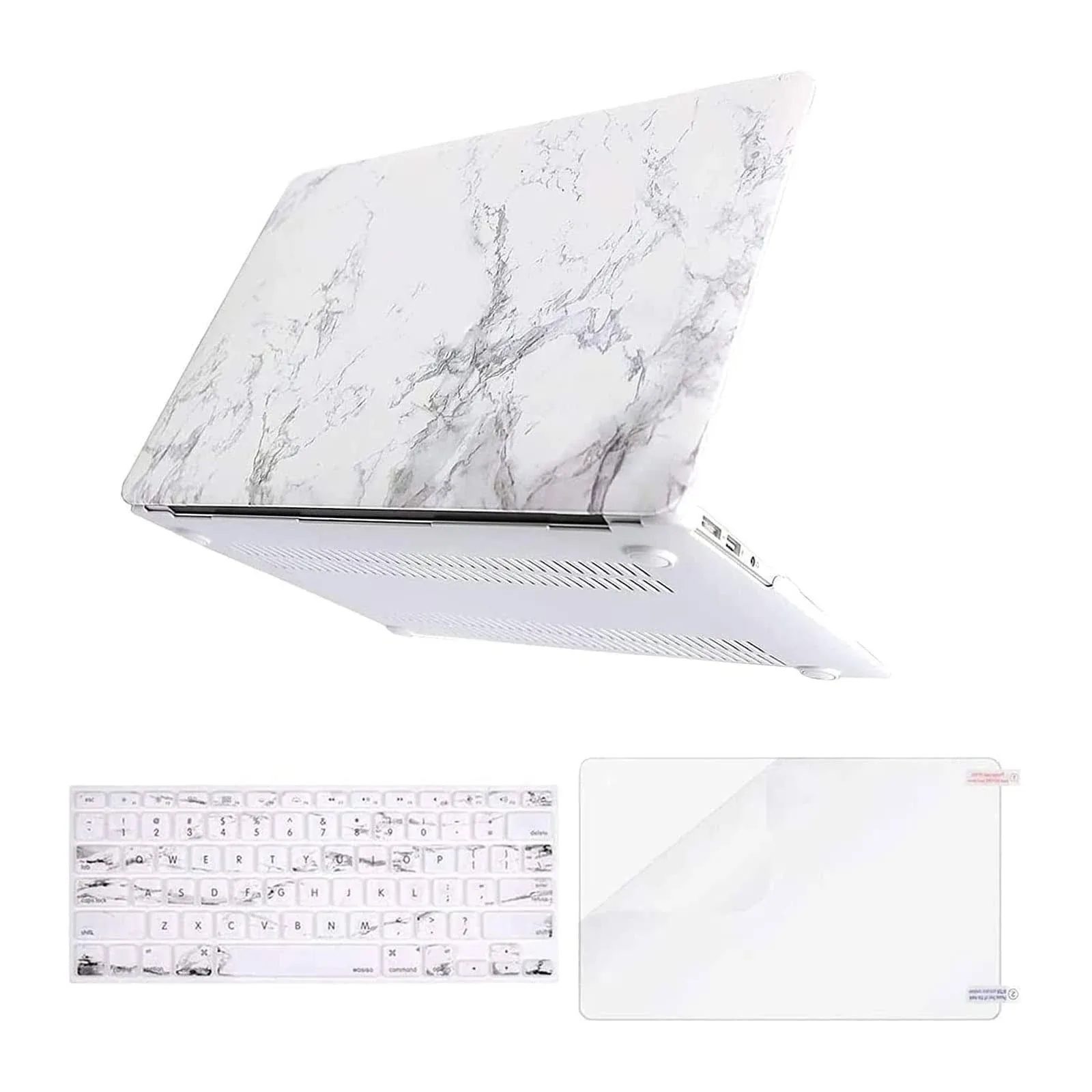 Mosiso MacBook Air 13 Inch Case (Release 2010-2017 Older Version), Plastic Pattern Hard Case & Keyboard Cover & Screen Protector Only Compatible MacBook Air 13 (A1369 & A1466), Clear-Marble