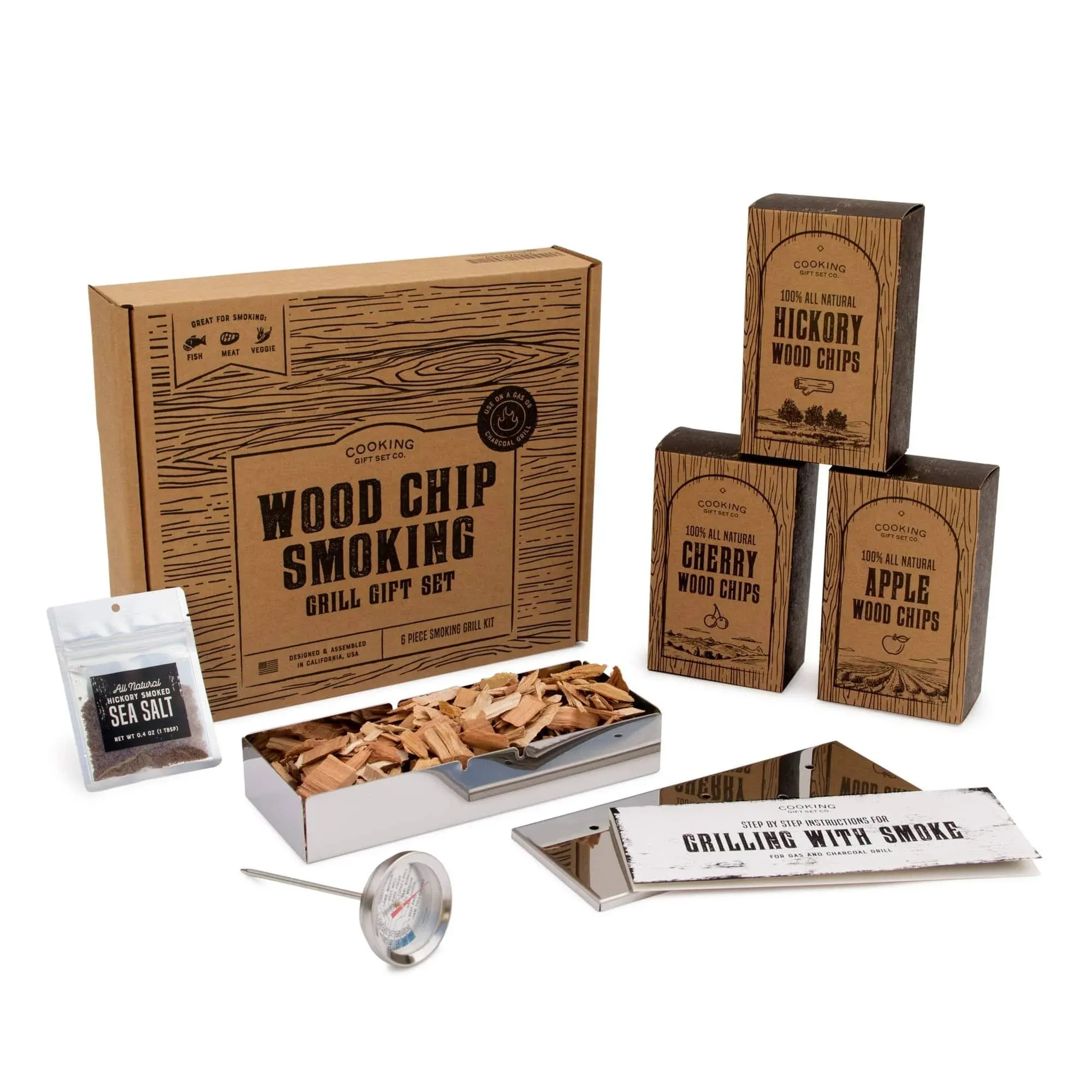 Wood Smoked BBQ Grill Set - Gift for Dad, Boyfriend, Husband | BBQ Accessories