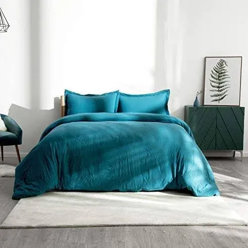 Bedsure Teal Twin Duvet Cover Set - Soft Prewashed Duvet Cover Twin size, 2 Pieces, 1 Duvet Cover 68x90 Inches with Zipper Closure and 1 Pillow Sham