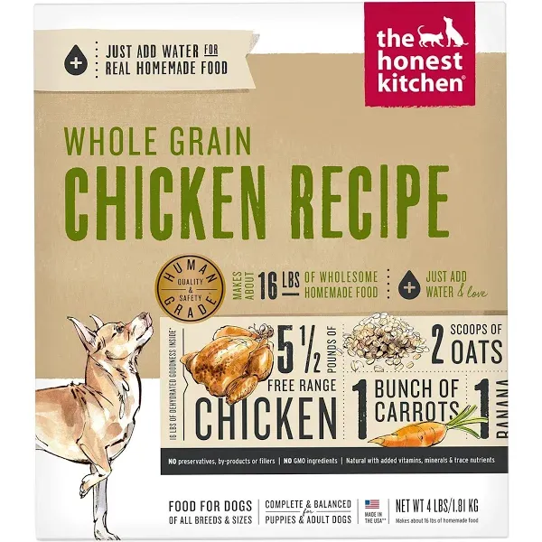 The Honest Kitchen Dog Food | 4lb Whole Grain Chicken Dehydrated