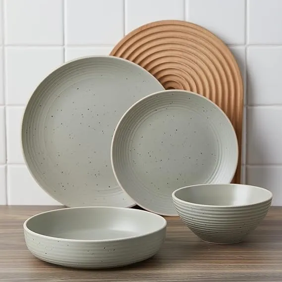 Stone Lain Lauren Stoneware Dinnerware Set - 16 Piece - Green