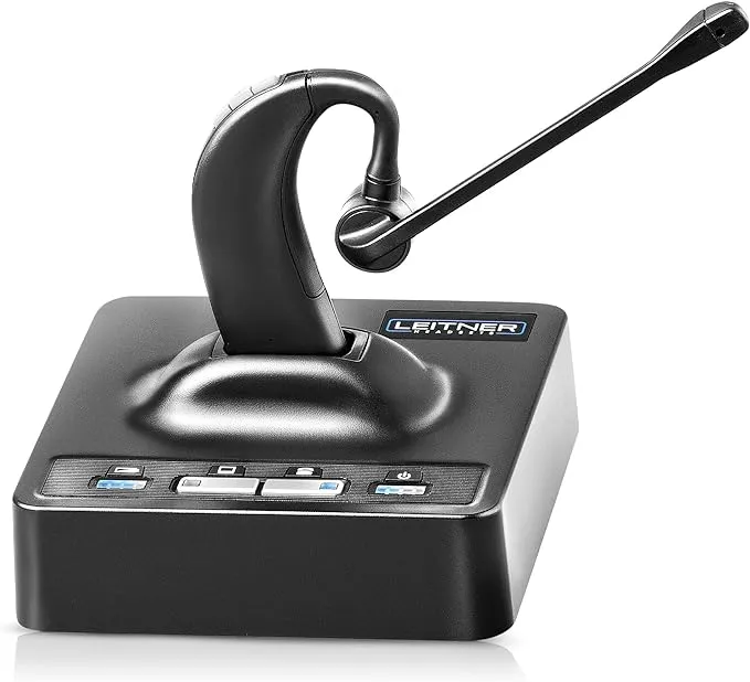 Leitner LH280 2-in-1 Wireless Office Headset with Mic - Computer and Telephone Headset - Phone Headsets for Office Phones – 5-Year Warranty – On-Ear