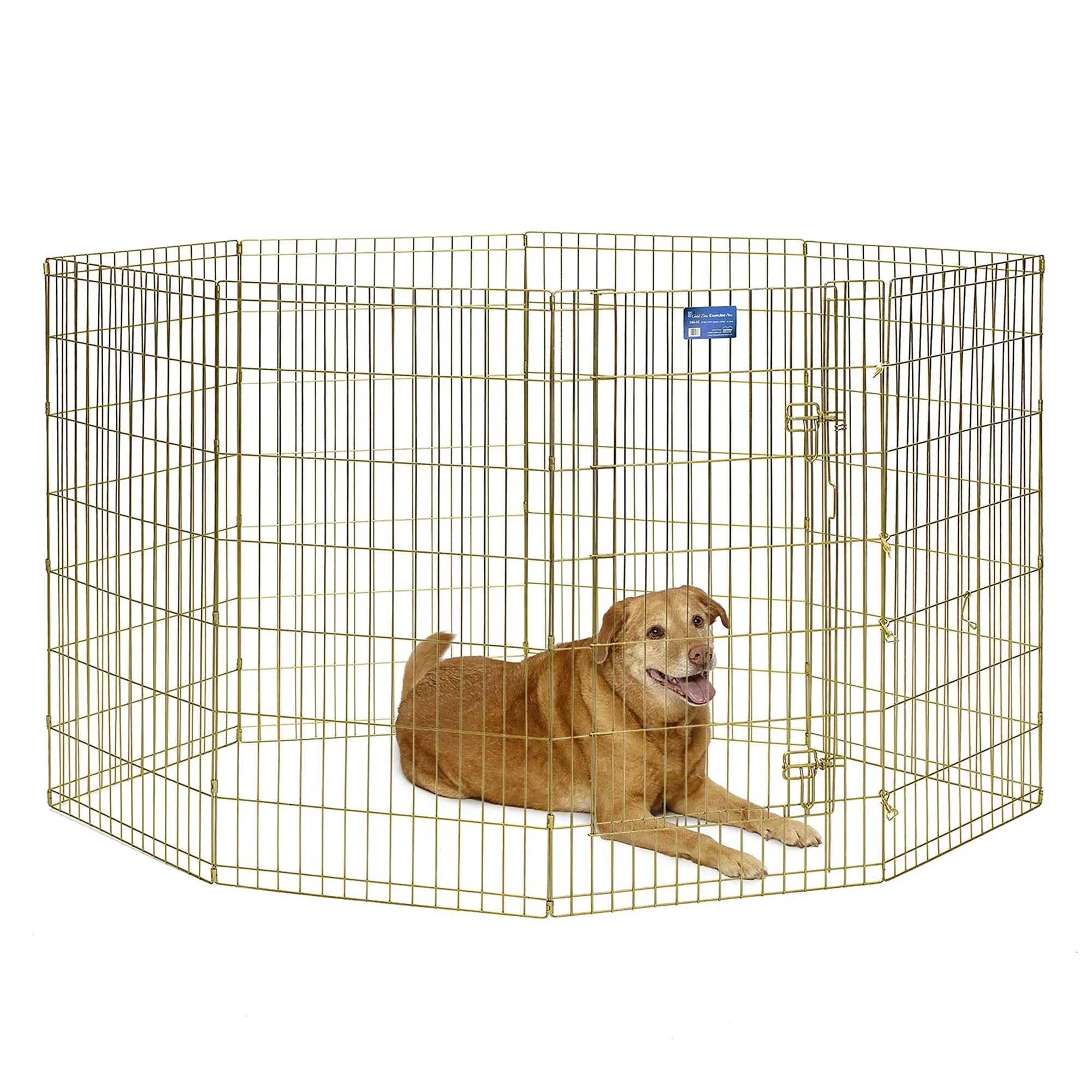 MidWest Homes for Pets Dog Exercise Pen & Playpen, 24"W x 42"H, No Door, Gold Zinc