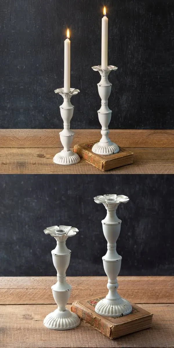 Set of Two Delilah Metal Candlesticks