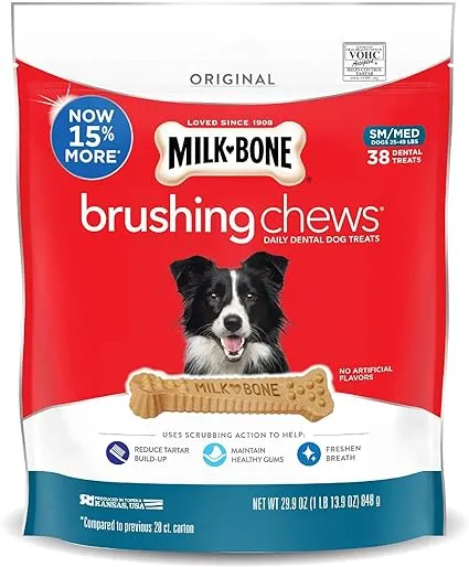 Milk-Bone Brushing Chews Daily Dental Treats - Small/Medium Value Pack, 22 Ounce - 28 Bones