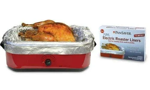 PanSaver Foil Electric Roaster Liners, 3 Box Bundle 6 Liners for Roasters. Fits 16, 18 and 22 Quart Roasters. Best Liners for Roasting Whole Meats.