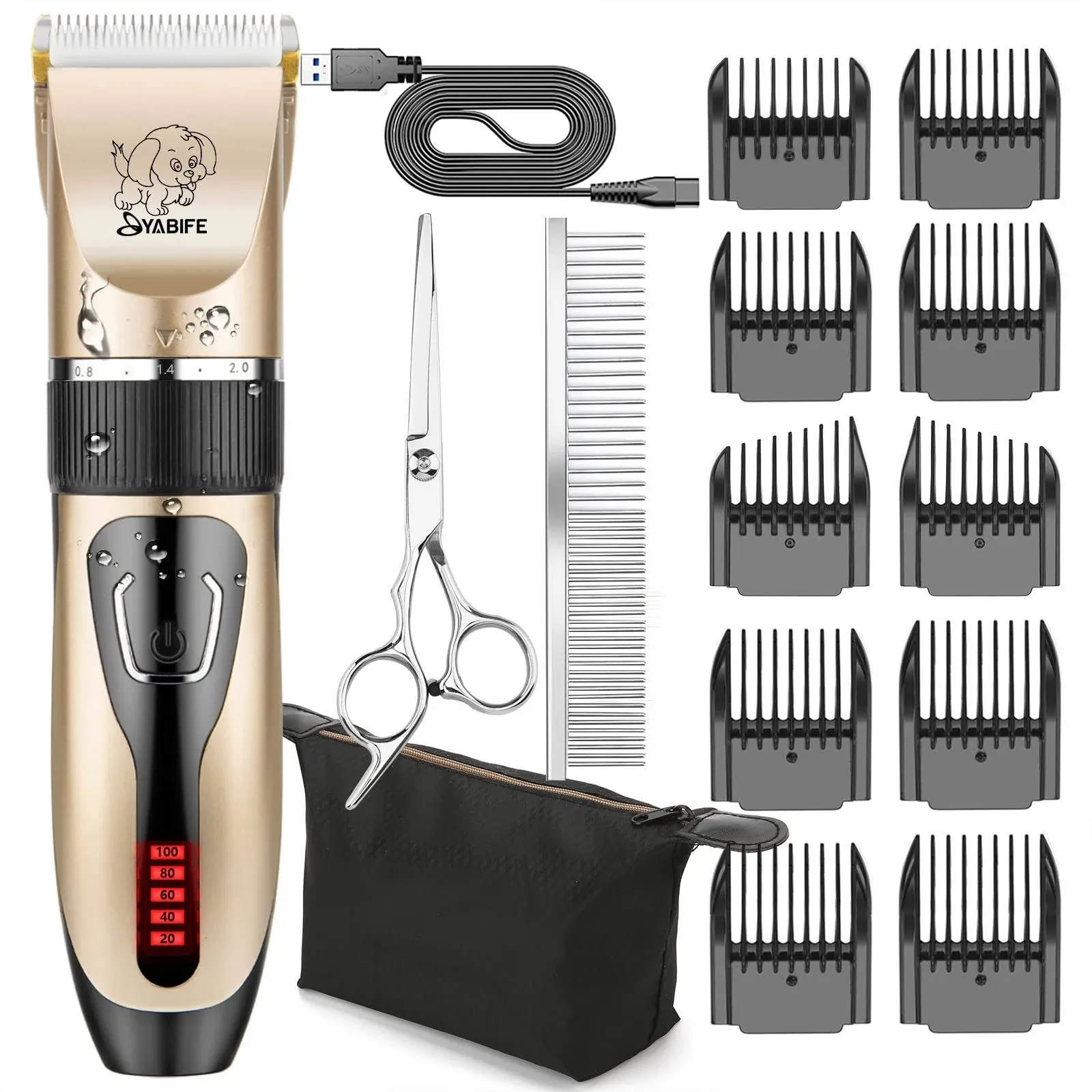 Dog Clippers, USB Rechargeable Cordless Dog Grooming Kit, Electric Pets Hair ...