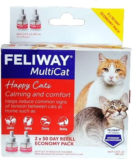 FELIWAY MULTICAT Diffuser Refill 48 ml 2 PACK Constant Harmony Calming for Cats