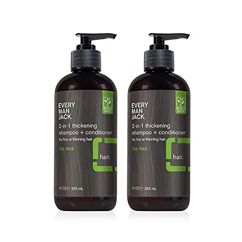 Every Man Jack Tea Tree Mens Thickening 2 in 1 Shampoo + Conditioner Restore Thickness, Cleanse, and Condition Made