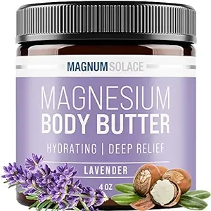 Magnum Solace Magnesium Body Butter - Nighttime Magnesium Cream - Lightly Scented (Lavender)