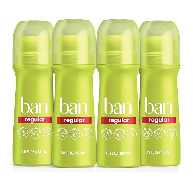 Ban Roll-On Regular Deodorant, 3.5 Ounce (Pack of 4)