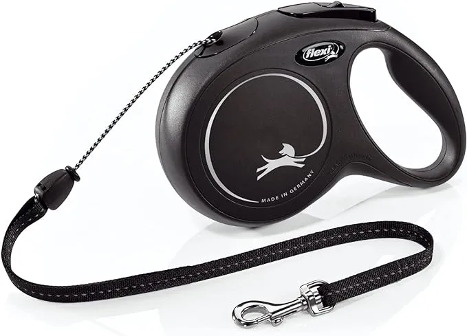 Flexi New Classic Retractable Leash, Medium, Cord, 26 Feet, Black