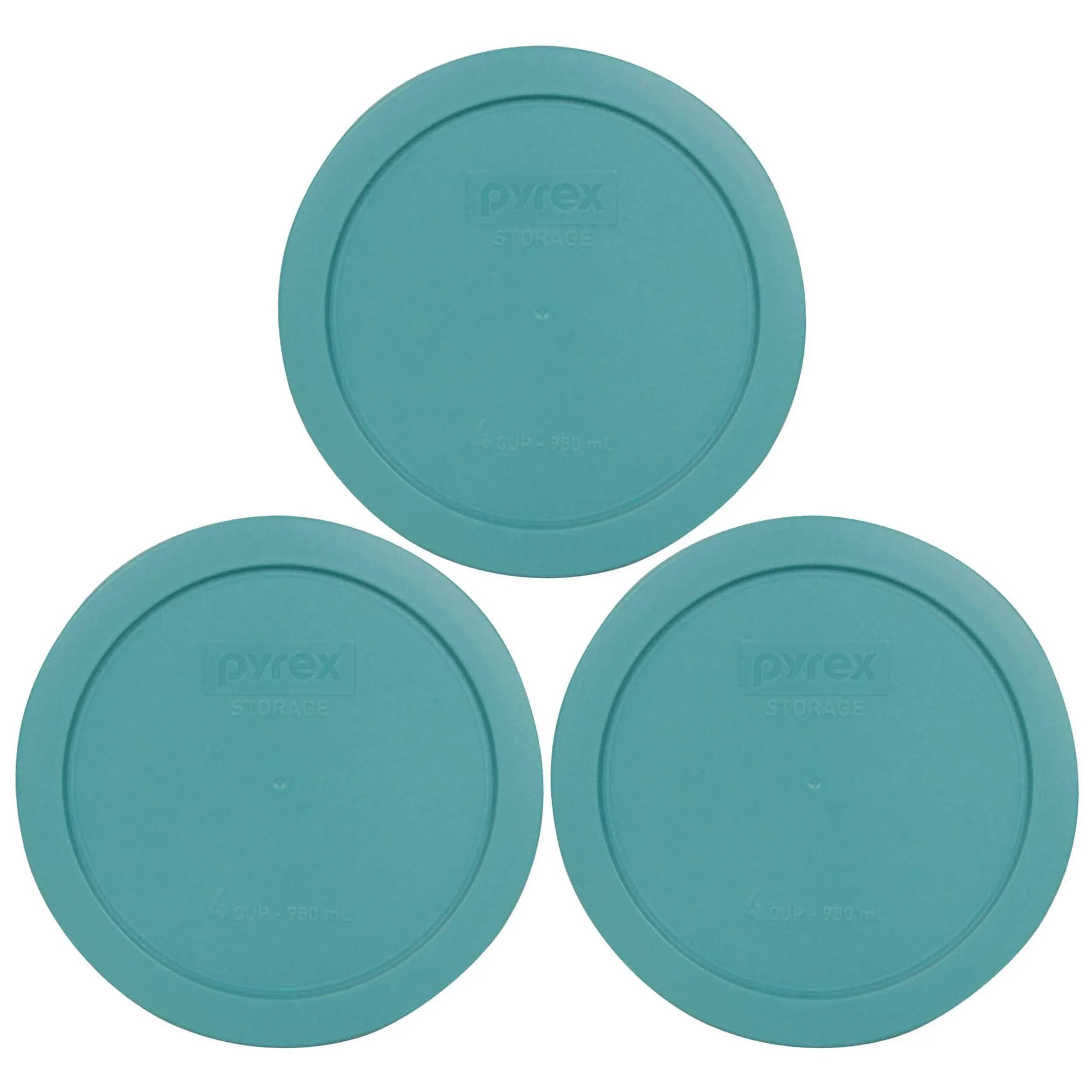 Pyrex 7201-PC 4-Cup Turquoise Plastic Food Storage Lid, Made in USA - 3 Pack