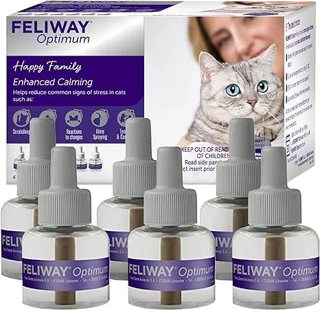 Feliway Optimum, Enhanced Calming Pheromone 30-Day Refill 6 Pack