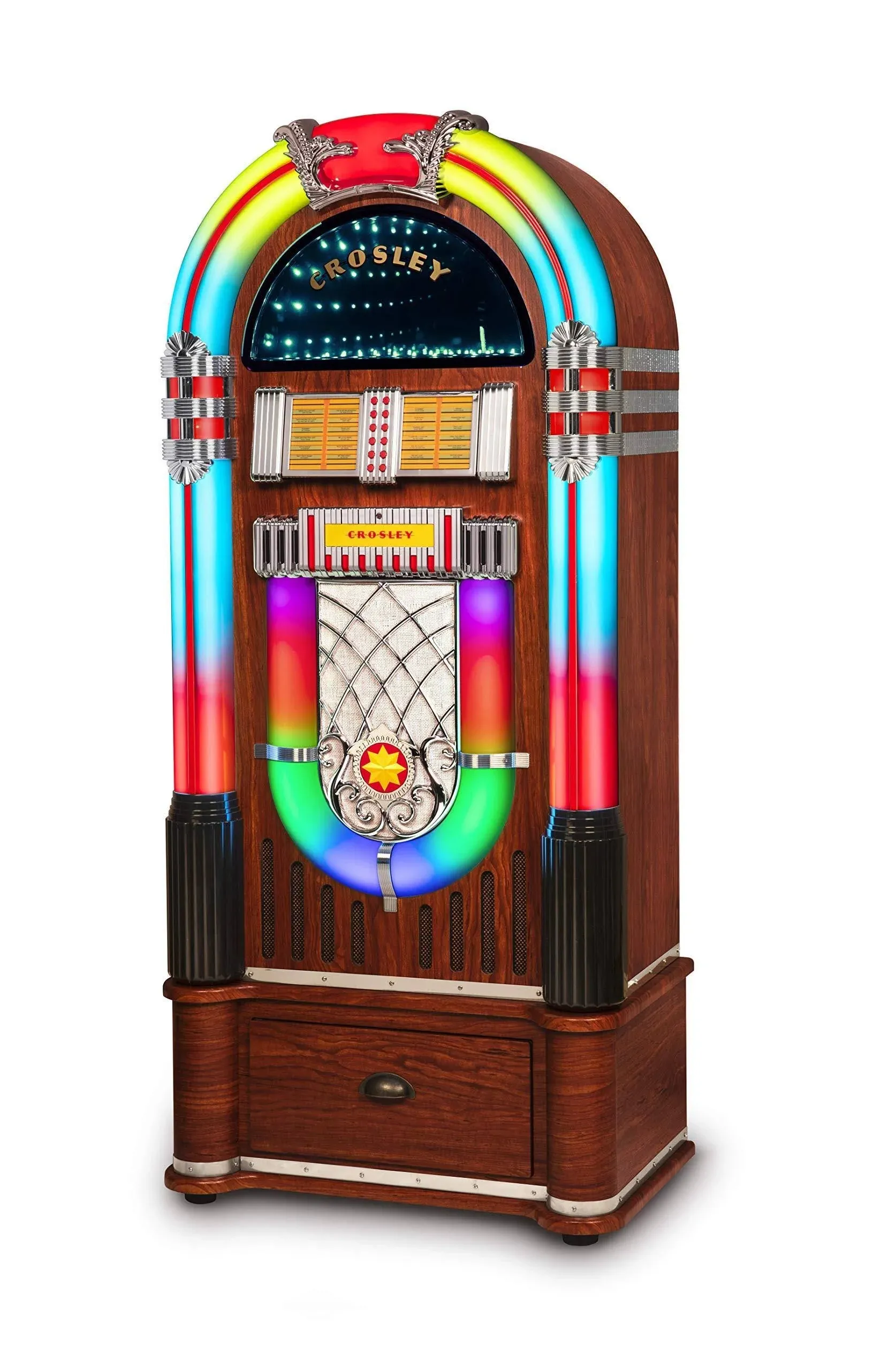 Crosley CR1215A-WA Jukebox, Includes AM/FM Radio & Bluetooth Receiver & CD Player - Walnut