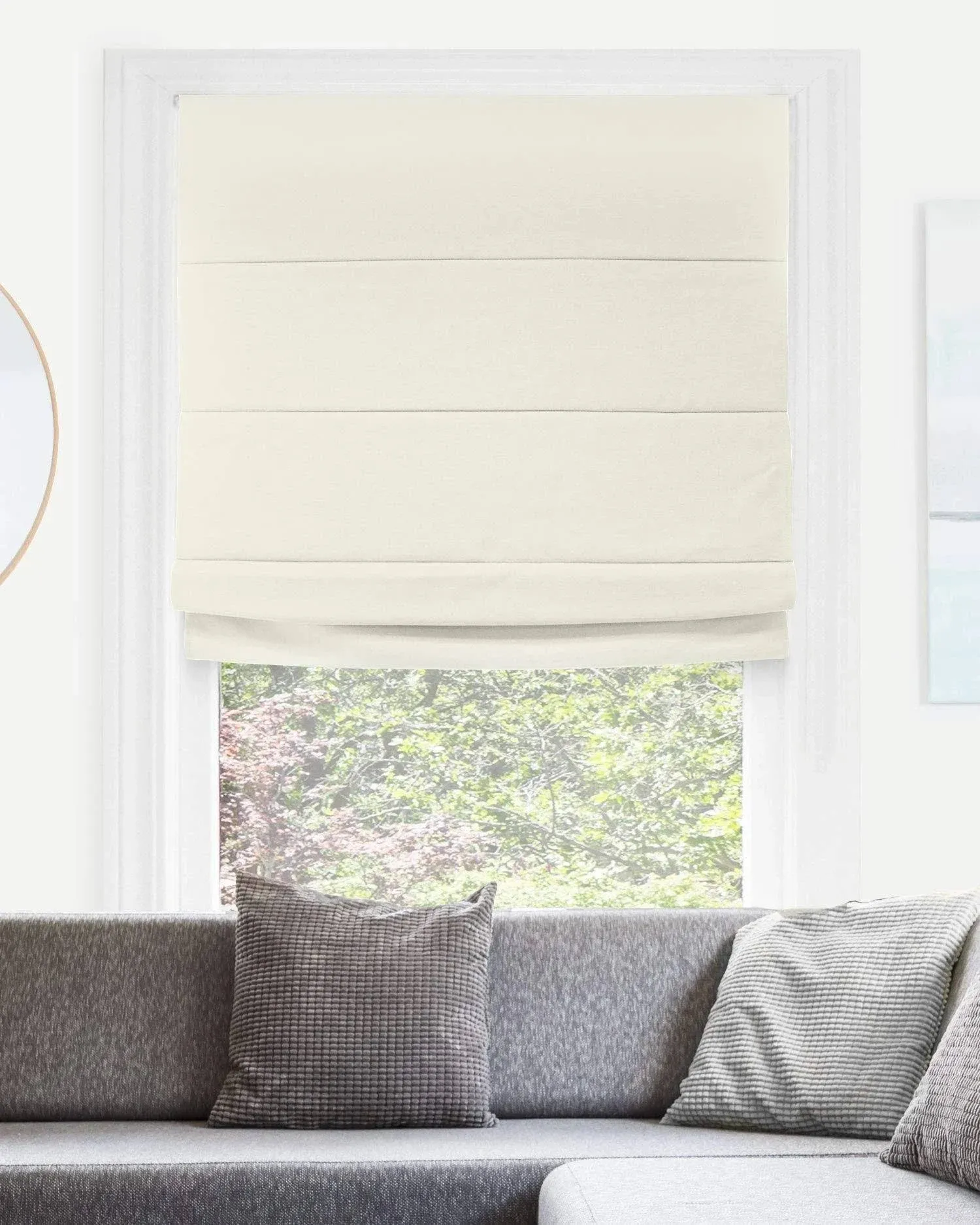 Chicology Cordless Roman Shades, Blackout - 31"W x 64"H - Del Mar Moon Shell