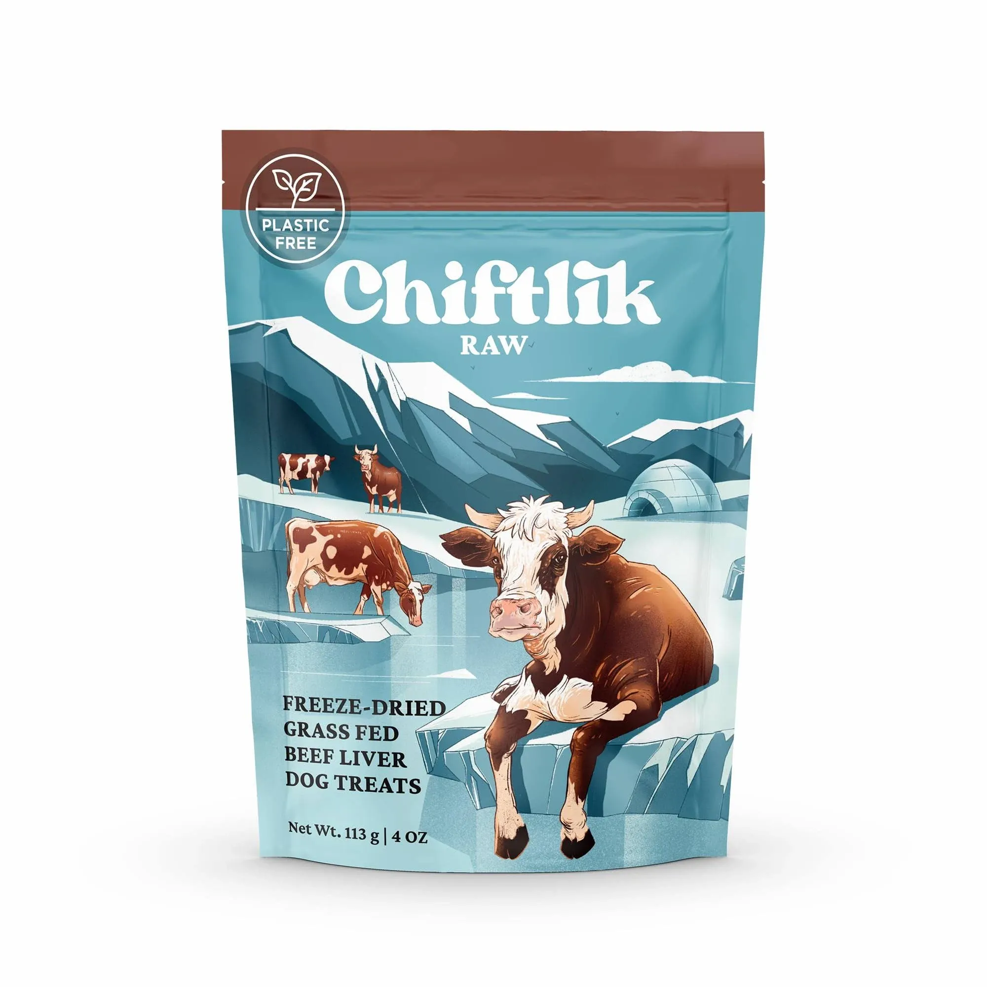 Chiftlik-Freeze Dried Grass Fed Beef Liver Dog Treats - Single Ingredient - Plastic Free, Compostable Bag - Natural, Healthy - Gluten Free, Grain Free - All Life Stages -4 OZ- Made in The USA