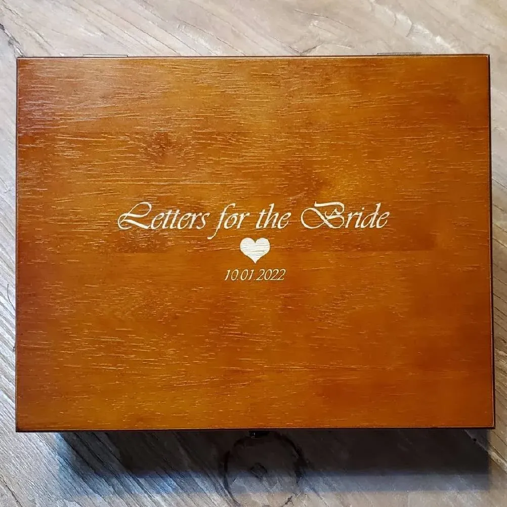 WE Games Custom Engravable Wooden Keepsake Storage Box, Decorative Memory Box, Storage with Brass Fixtures, Storage for Photos, Stationary, Jewelry, Quality Felt-Lined Box in a Light Cherry Finish