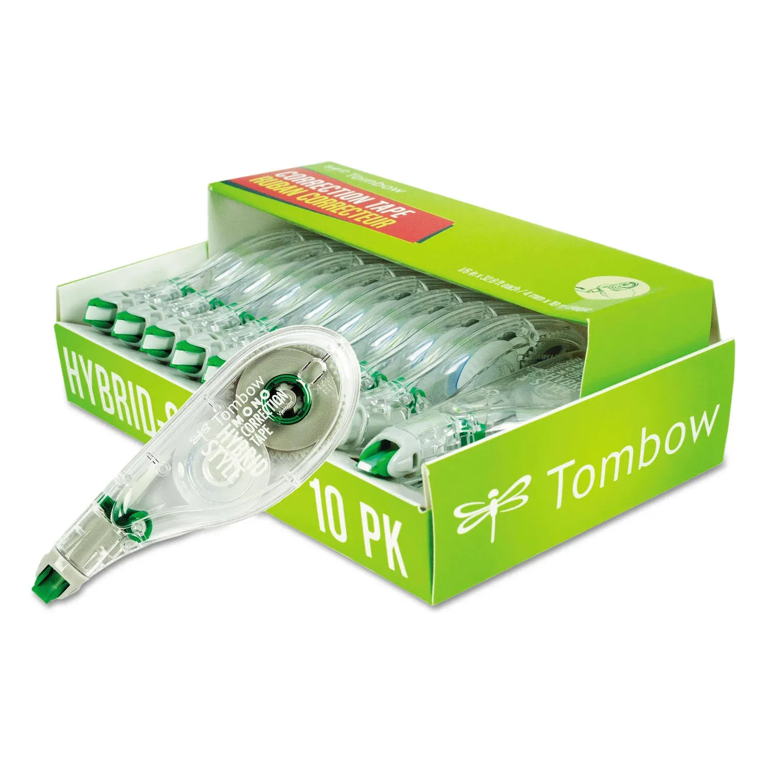 Tombow Mono Hybrid Style Correction Tape, Non-Refillable, 1/6 in x 394 in, 10/Pack