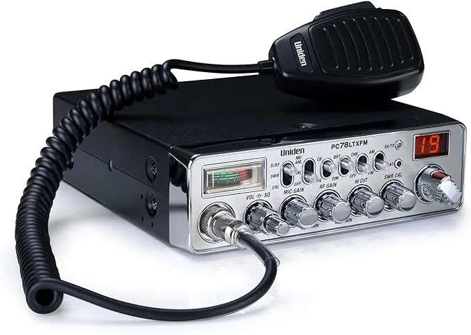 Uniden PC78LTXFM Professional 40-Channel CB Radio with Dual-Mode AM/FM, Integrated SWR Meter, PA/CB Function, Hi Cut, RF/Mic Gain Control, and Instant Channel 9