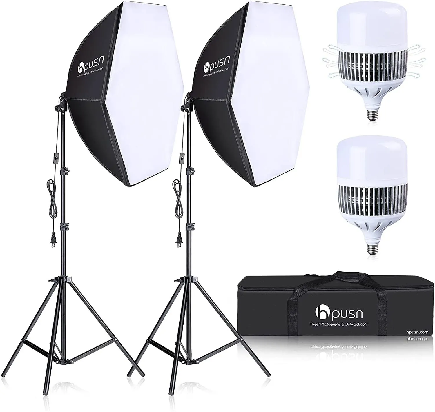 [Upgrade Version] Hpusn Softbox Lighting Kit 26Inches Hexagon Continuous