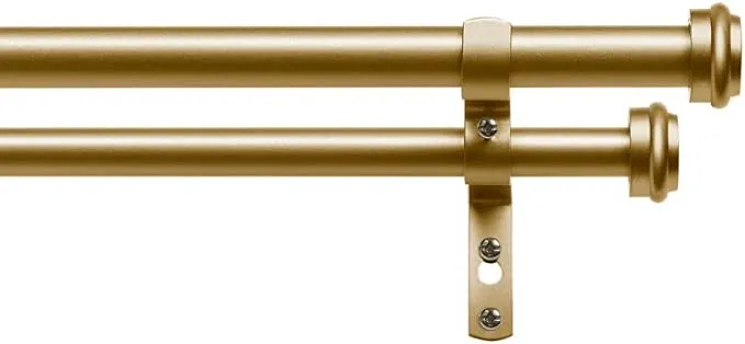 Exclusive Home Topper Double Curtain Rod and Finial Set, 66-120 - Gold