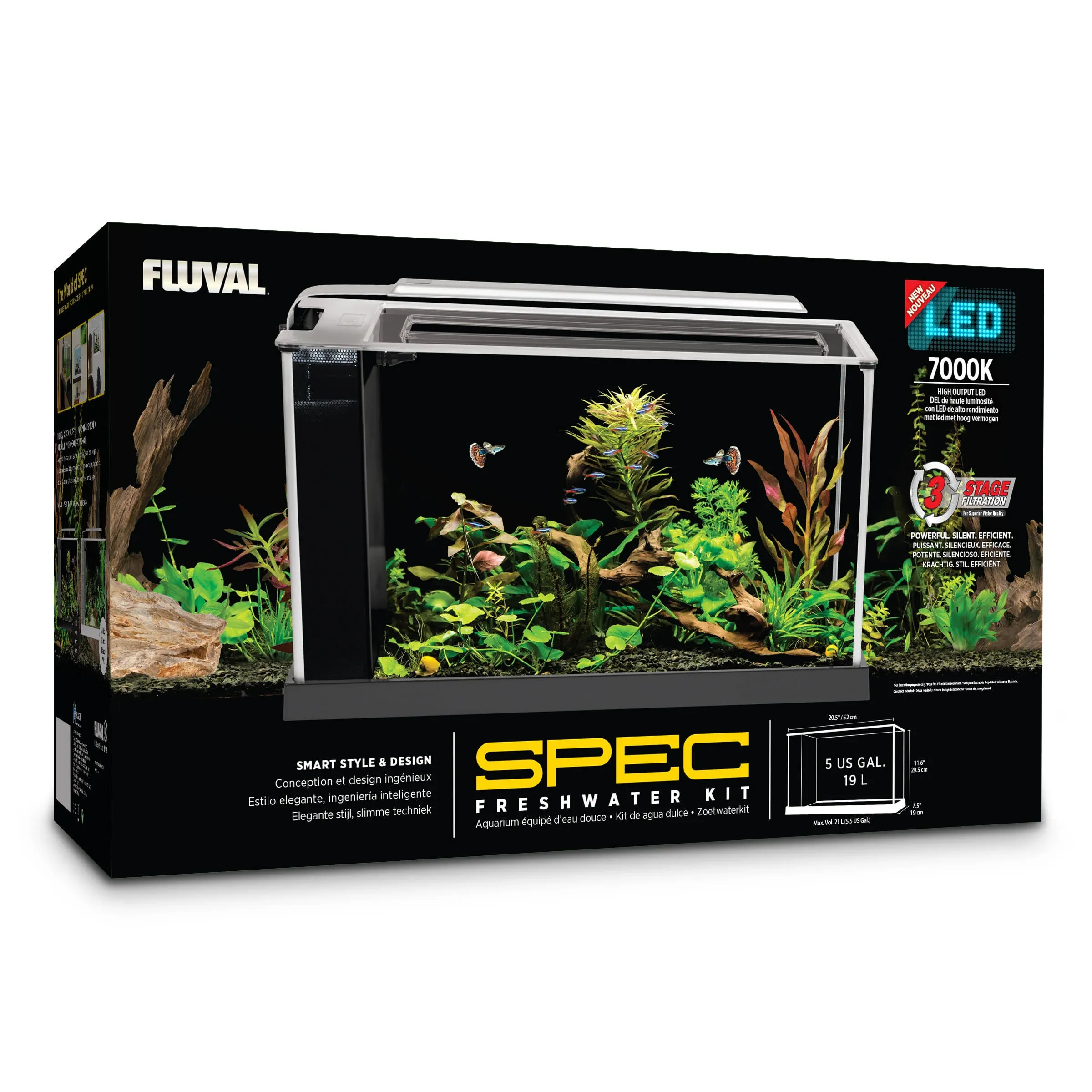 Fluval Spec V Aquarium Kit, Black, 5 gal