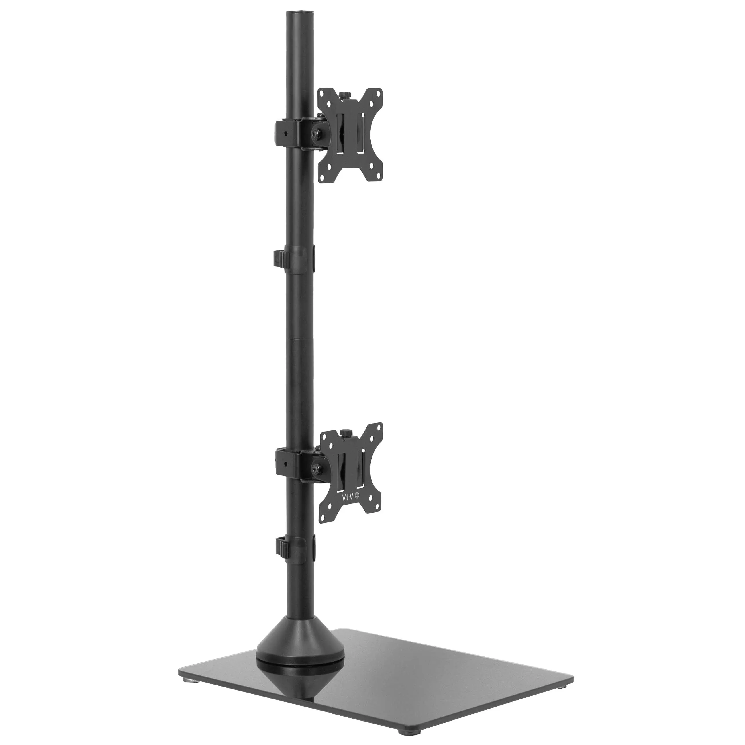 Vertical Dual 13” to 34” Monitor Desk Stand with Glass Base