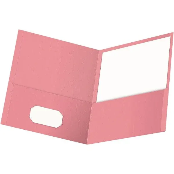 Twin-pocket Folder, Embossed Leather Grain Paper, 0.5" Capacity, 11 X 8.5, Pink, 25/box