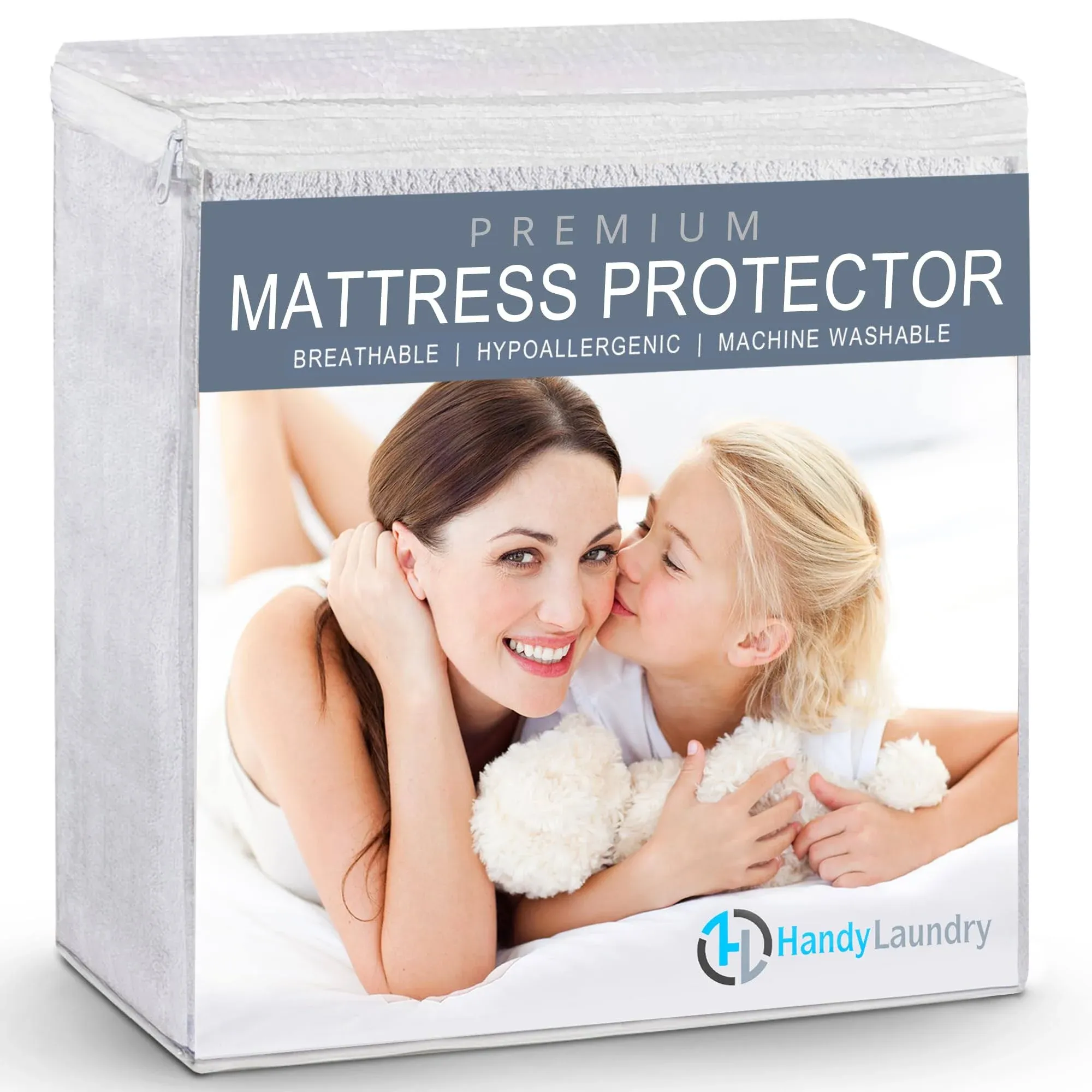 Handy Laundry Waterproof Mattress Protector – Breathable, Machine-Washable Mattress Cover – Perfect for Kids, Adults, and Pets – Extends Mattress Life. (Full Size)