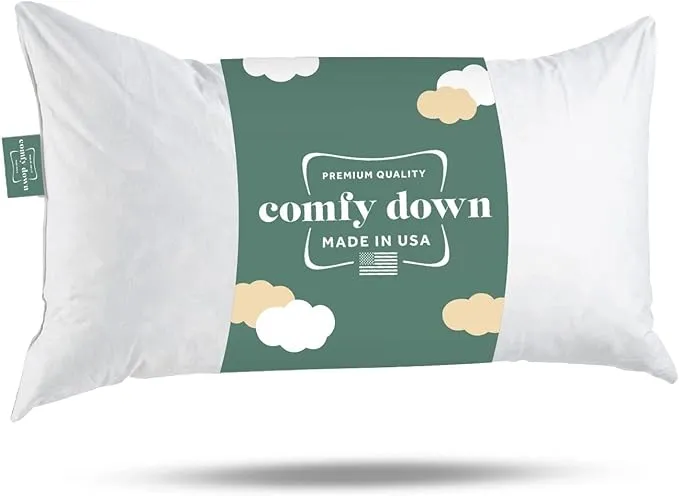 ComfyDown Decorative Throw Pillow Insert, Down and Feather Fill, 100% Cotton Cover, 233 Thread Count - Made in USA (12 X 36)