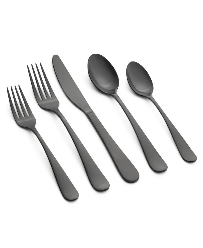 Cambridge Black 45-Piece Flatware Set Rhiannon Satin