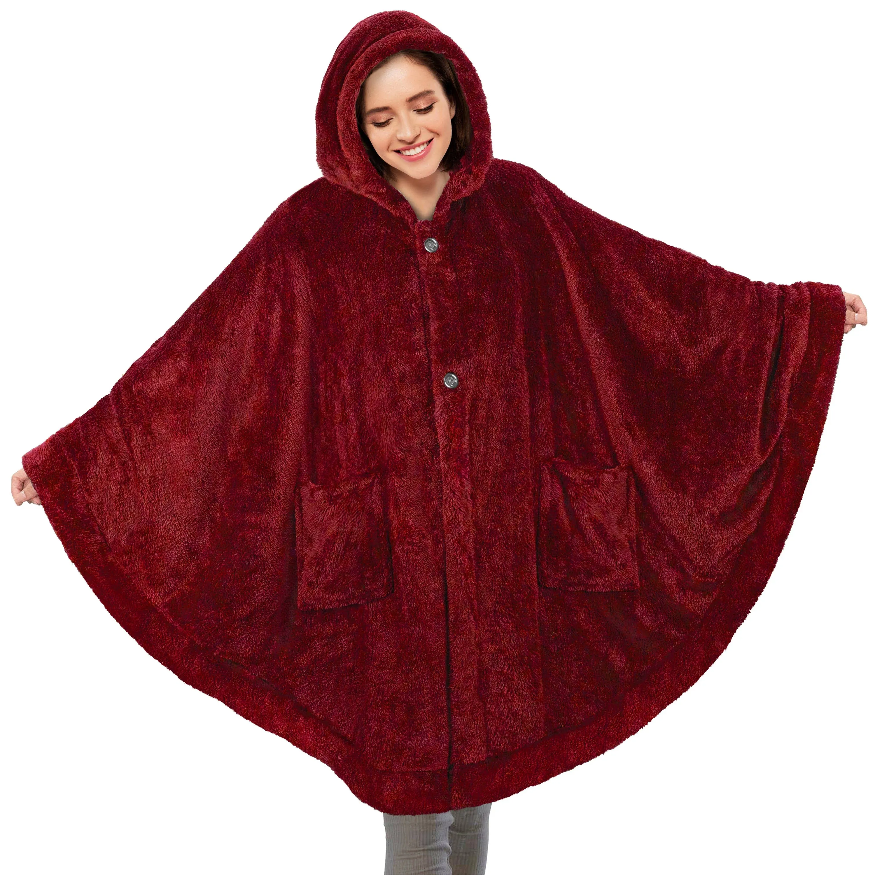 PAVILIA Angel Wrap Hooded Blanket Poncho, Wearable Blanket Throw Wrap Poncho for ...