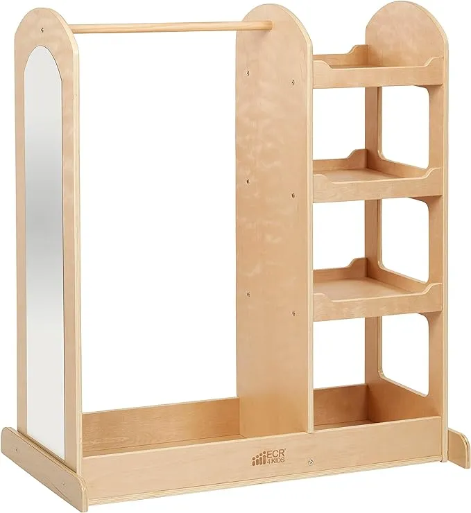 ECR4Kids Dress Up Center with Mirrors, Costume Organizer, Natural